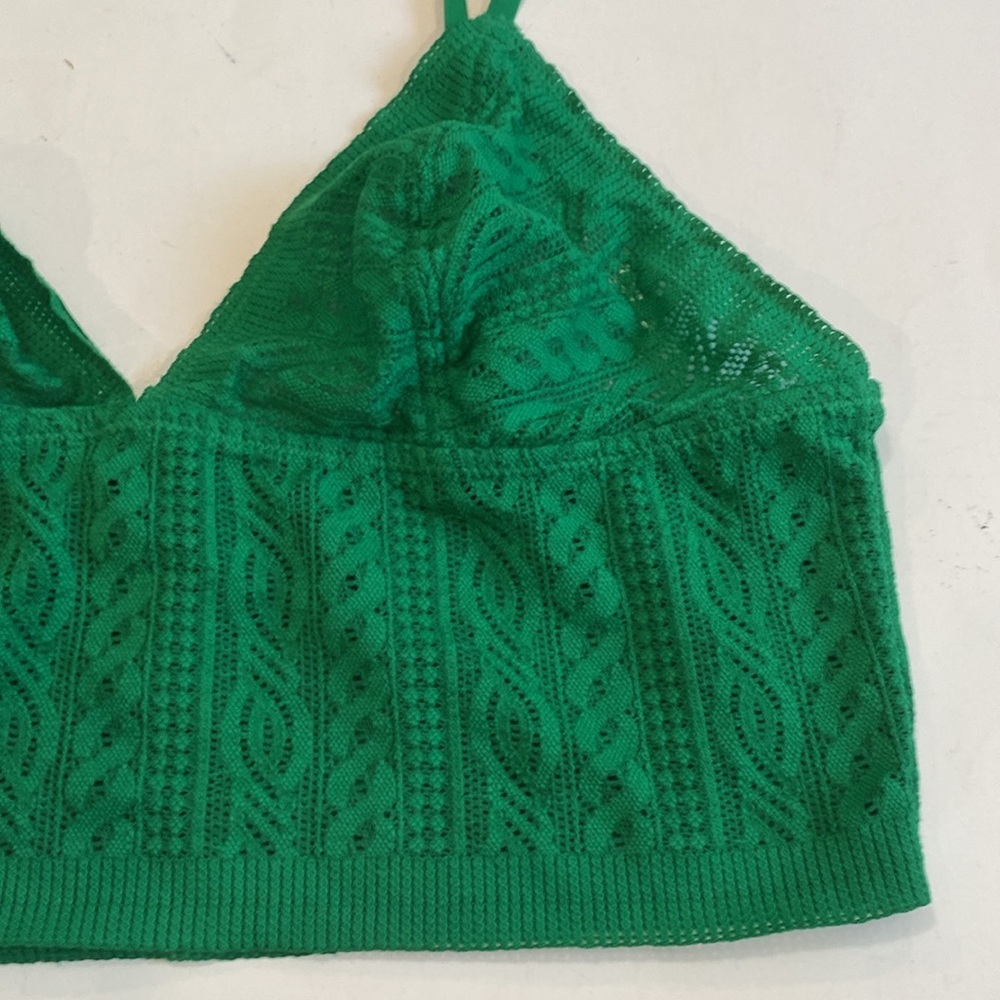 Aerie Cable Lace Longline Bralette Size Medium Emerald Green - Picture 3 of 11
